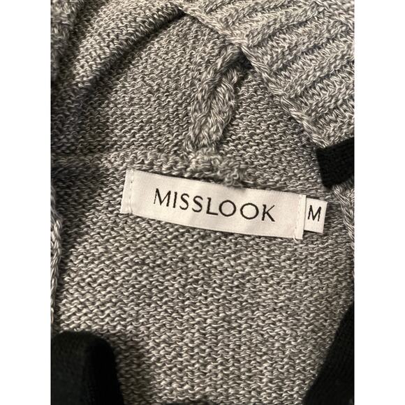 Miss Look Hooded Mini Sweater Dress in Gray/Black Size Medium - Picture 5 of 6